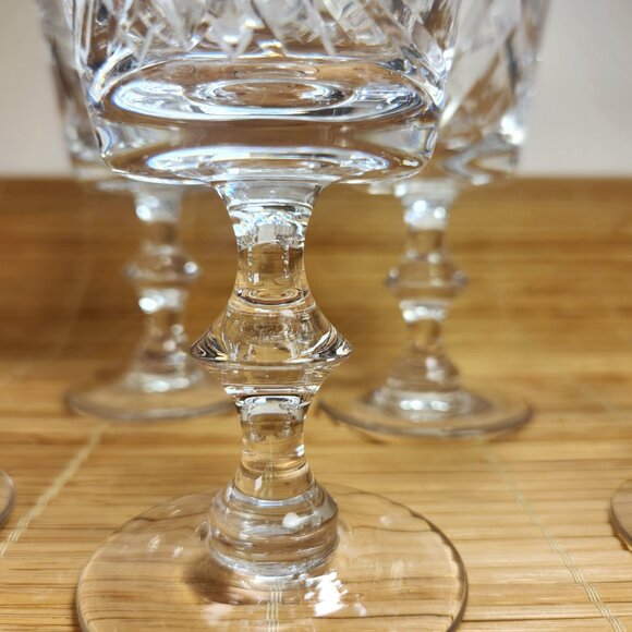 Pinwheel Crystal Wine Glasses Set of 5 Vintage 60s Mid Century Cut Crystal - Picture 4 of 4